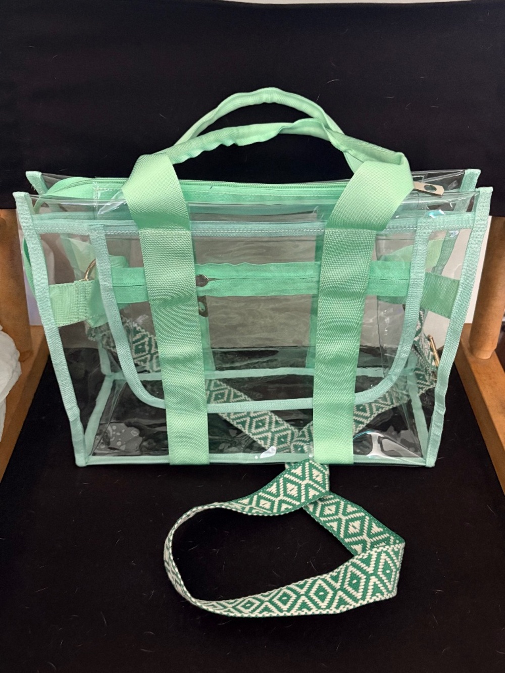 NWOT Clear Tote Bag Stadium Approved - Light Green Crossbody Concert Purse